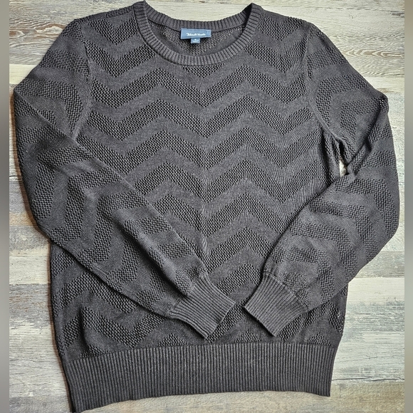 ModCloth Small Black Chevron Pattern Long Sleeve top - Picture 1 of 9
